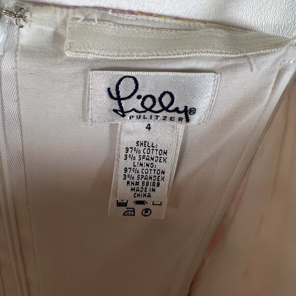 Vtg Lilly Pulitzer Pink Waist Ribbon Tie Floral Lace Strapless Dress‎ EUC Size 4 - Picture 6 of 10